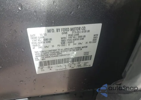 2014 Ford Explorer Xlt from USA, damaged, VIN 1FM5K7D85EGB09749